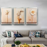 Çiçekler Çerçeveli Kanvas 3Lü Tablo Seti Simsiz