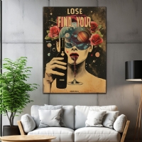 Lose Your Mind Find Your Soul Retro Poster Kanvas Tablo