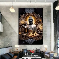 Meditasyon & Buda Heykeli Soyut Kanvas Tablo