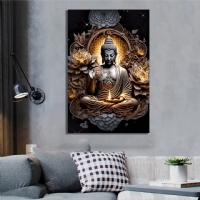 Meditasyon & Buda Heykeli Soyut Kanvas Tablo