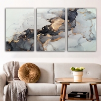 3 Parçalı Mermer Desen Soyut Tablo Kanvas Seti