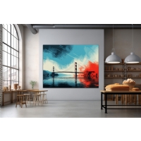 Sanatsal Manzaralı Golden Gate Köprüsü Kanvas Tablo